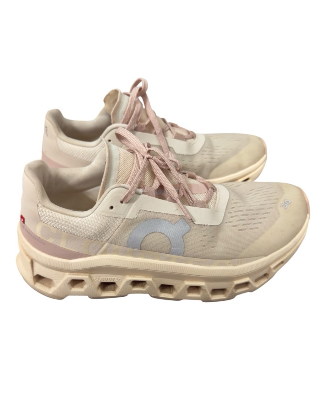 On Women's Cloudmonster Running Shoes EUC tan/pink wide width